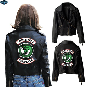 BF 2019 New print Riverdale PU Print Logo Southside Riverdale Serpents Jacket Women Riverdale Serpents Streetwear Leather Jacket