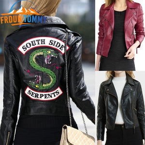 Hot TV Riverdale Southside New Spring Riverdale Southside Serpent Kpop Fans Zipper PU Jacket Women Coats Slim fit Jacket Clothes