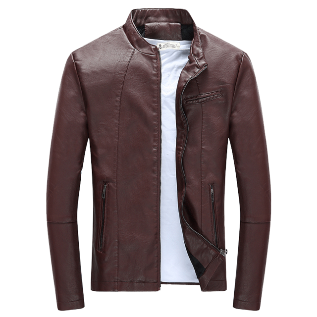 Wordless Autumn Winter Mens Zipper PU Leather Jacket Casual Motorcycle Leather Jacket Men Leisure Clothing Slim Leather Jacket