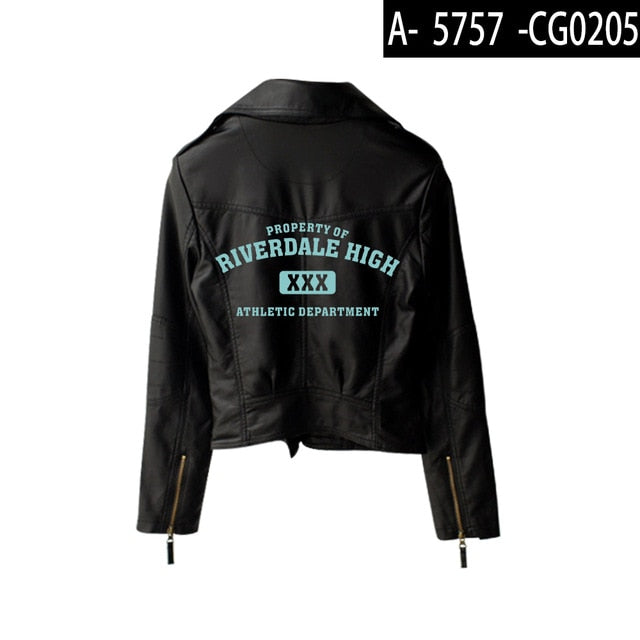 BF 2019 New print Riverdale PU Print Logo Southside Riverdale Serpents Jacket Women Riverdale Serpents Streetwear Leather Jacket