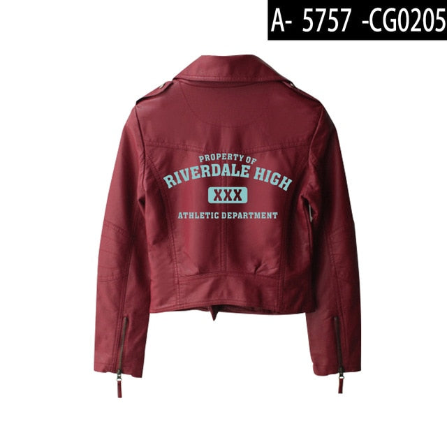 BF 2019 New print Riverdale PU Print Logo Southside Riverdale Serpents Jacket Women Riverdale Serpents Streetwear Leather Jacket