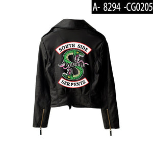 BF 2019 New print Riverdale PU Print Logo Southside Riverdale Serpents Jacket Women Riverdale Serpents Streetwear Leather Jacket